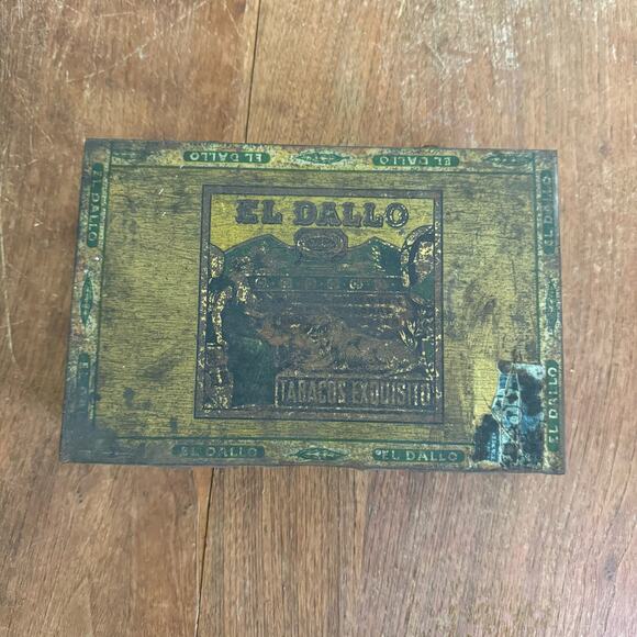 1920s El Dallo Tobacco Cigar‎ Tin Metal Box Factory 192 Maryland Dubuque Iowa - Picture 1 of 9